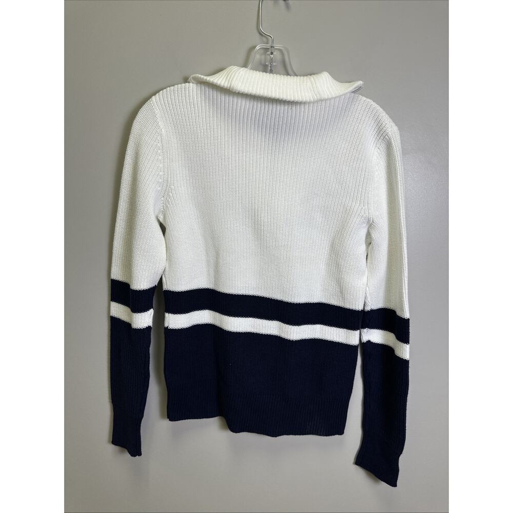 Lauren Ralph Lauren Active Sweater Womens S 1/4 Zip Navy White Old Money - Picture 2 of 7